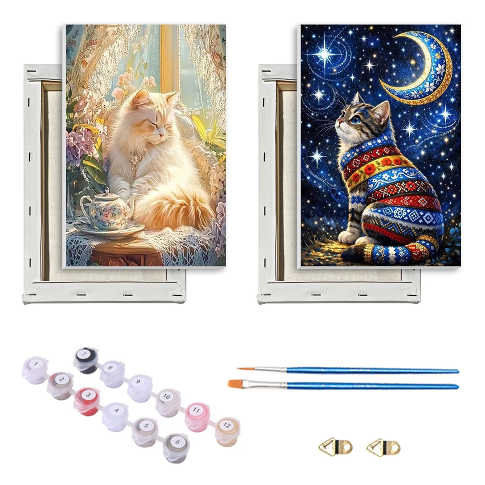 

SDOYUNO Painting Paints By Numbers For Beginner cat Animals Easy Draw 20x30cm With Frame Diy Decorative Paintings Picture Paint