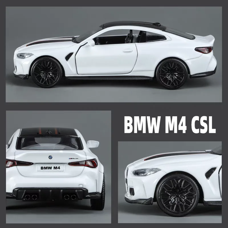 BMW M4 CSL Coupe Symulacja Wykwintny Model Odlewany i Zabawka Samochodowa z Napędem Pull Back RMZ City 1:36 Kolekcja Modeli ze Stopu Metalu Prezent dla Dzieci