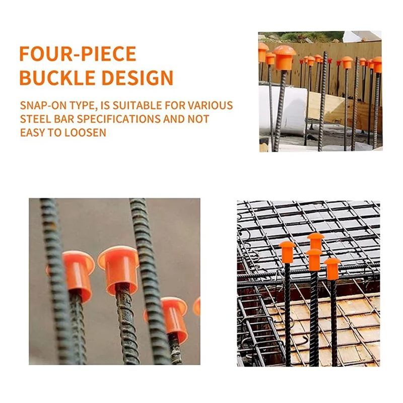 

A32Z-80 Pcs Rebar Caps Mushroom Rebar Safety Cover For Rebar Stake, Rebar Size 3- 8, 10M -25M