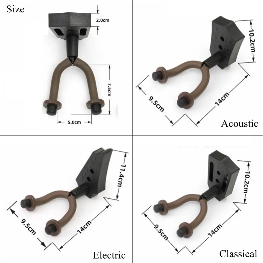 Wall Mount Guitar Hanger Hook Holder Guitar Shape Head ABS Base Imitation of Ebony Guitar Stand