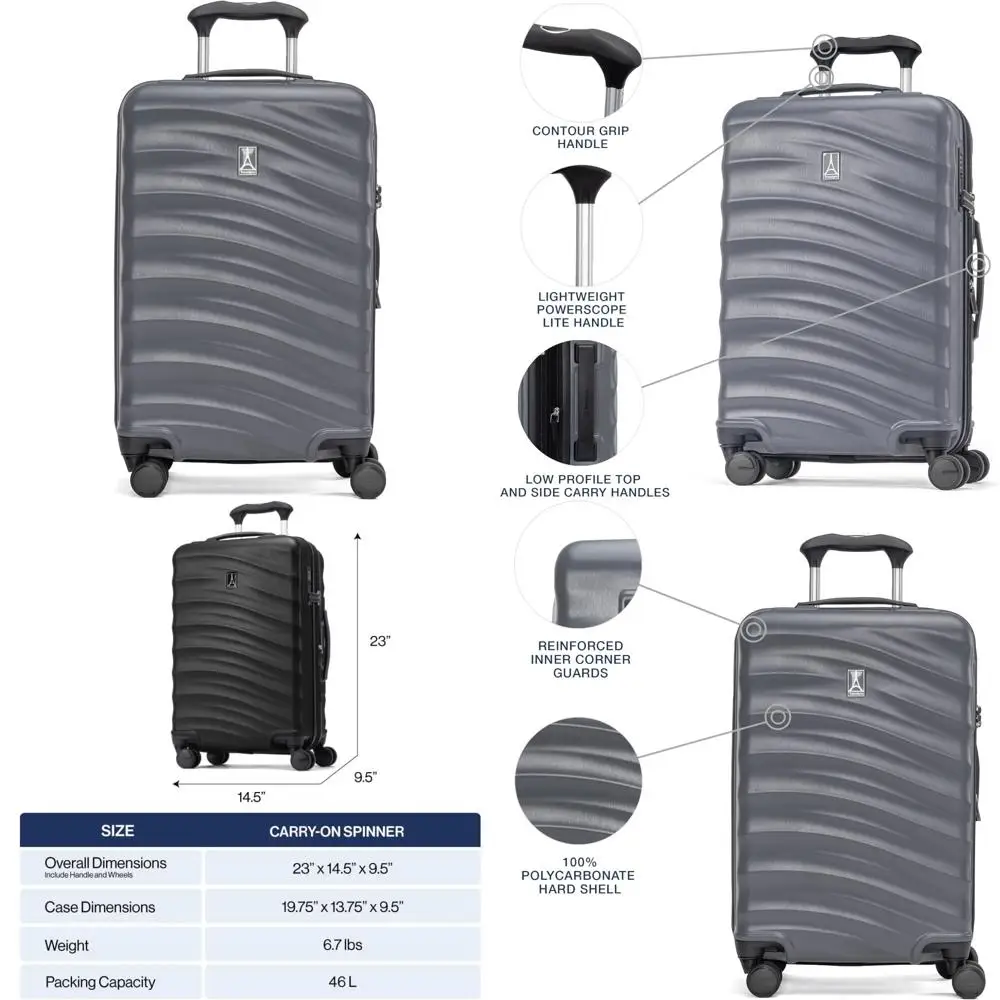 Lightweight Expandable Hardshell Carry-On Luggage with 8 Spinner Wheels, TSA Lock, and Shaded Design