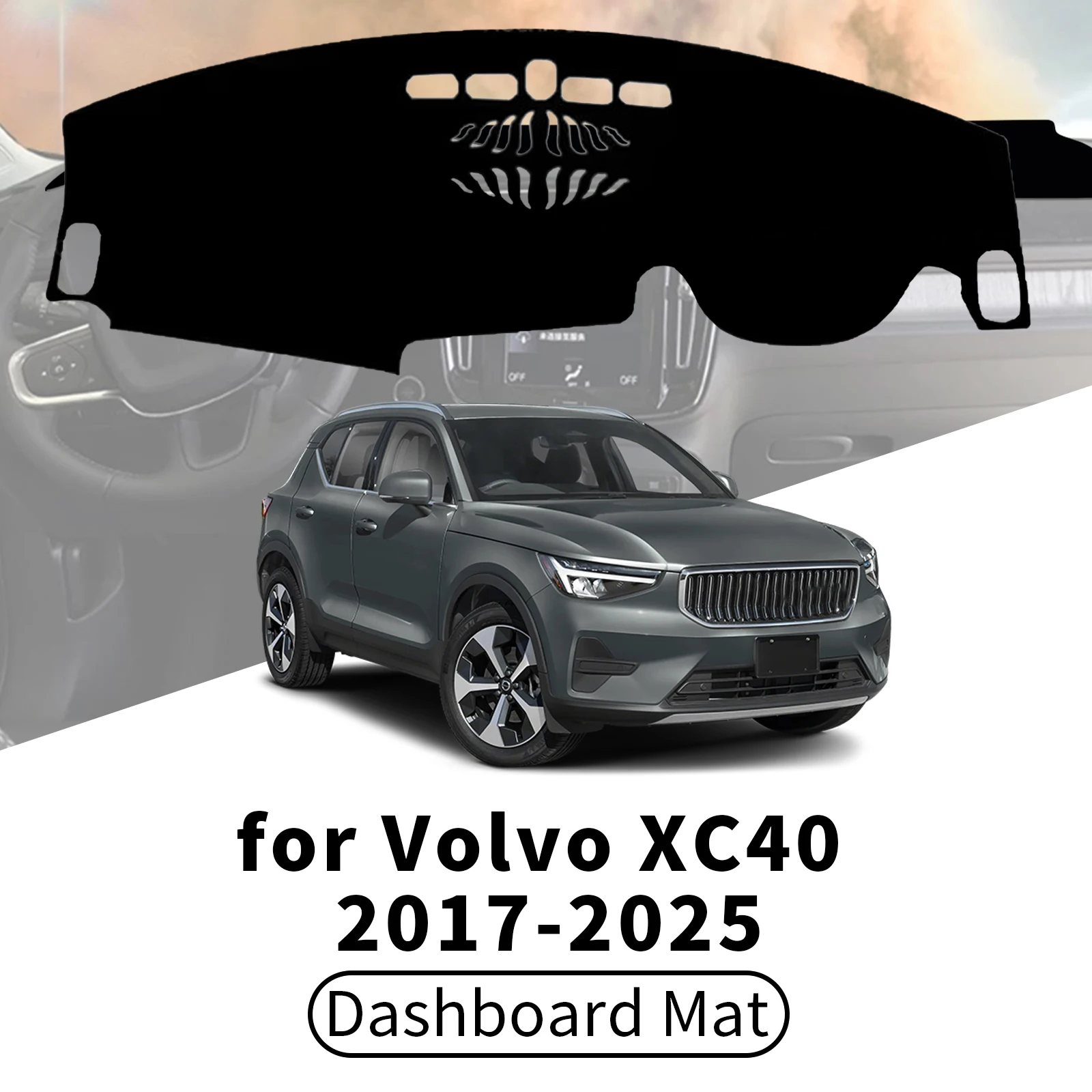 

for Volvo XC40 2017 2018 2019-2025 EV Car Dashboard Cover Dashmat Sunshade Anti‑UV Anti‑Glare Dash Mat Interior Accessories