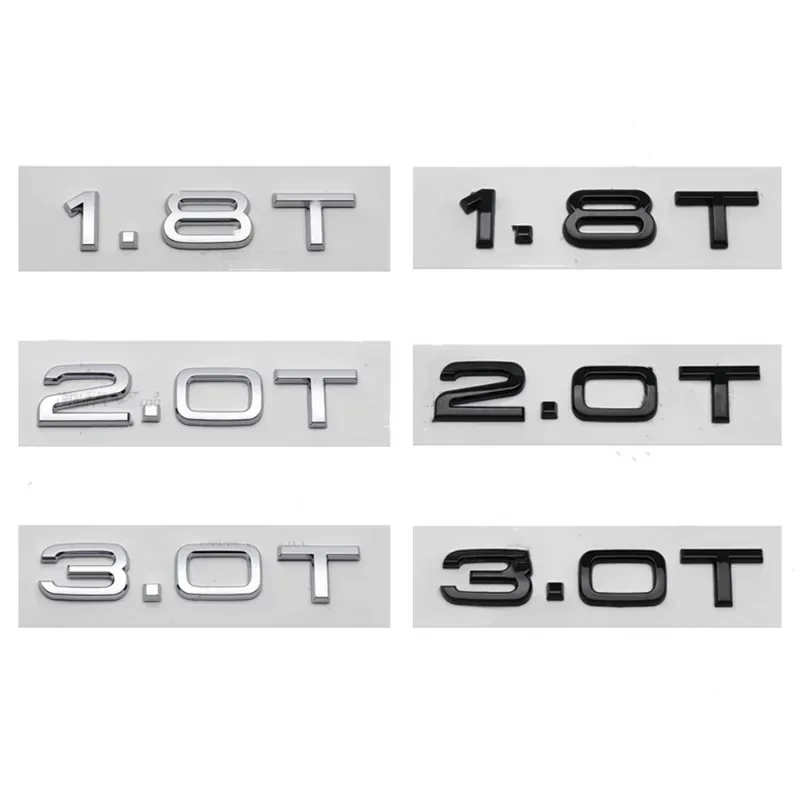 3D ABS Letters 1.8T 2.0T 3.0T Rear Trunk Badge Emblem Sticker Car Logo for Audi A3 A4 A5 A6 A7 A8 Q2 Q3 Q5 Q7 Q8 Accessories