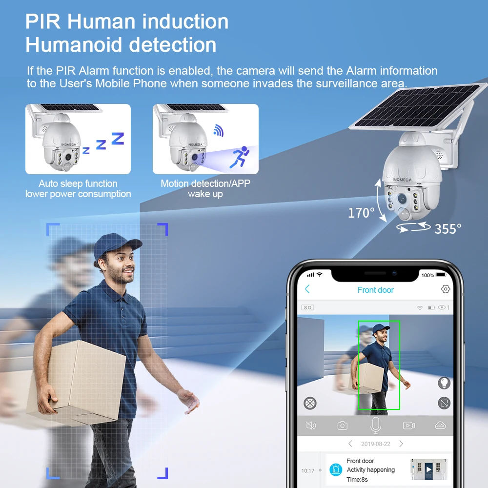 INQMEGA Solar Camera 4MP WIFI Wireless Security Detachable Solar Cam CCTV Video Surveillance Smart Monitor