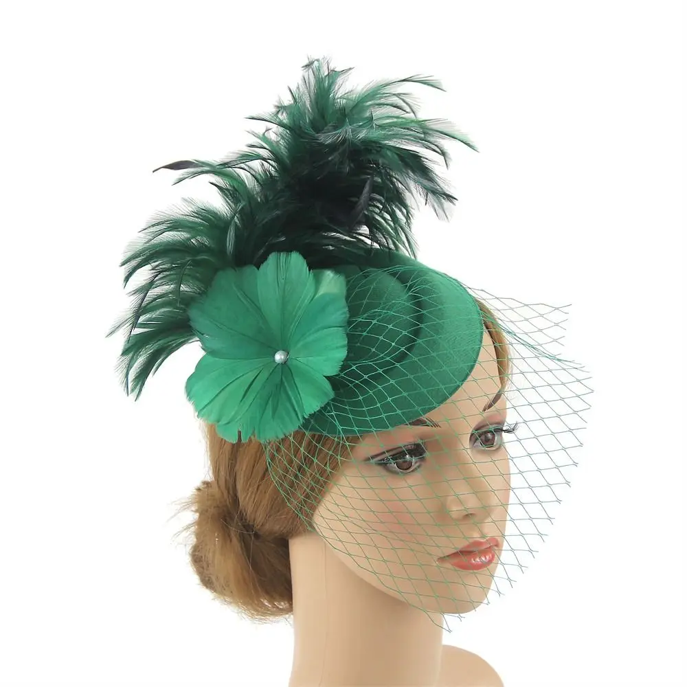 Lady Fascinators Hat Women Flower Mesh Ribbons Feathers Fedoras Hat Headband or a Clip Cocktail Tea Party Headwewar for Girls