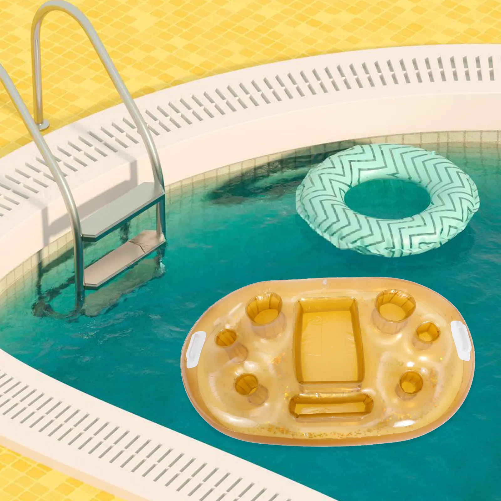 1 Stück aufblasbarer Getränkehalter, schwimmender Pool-Getränkeuntersetzer, wiederverwendbarer Getränkehalter für Schwimmbad, Whirlpool, Party, Wasserspiel