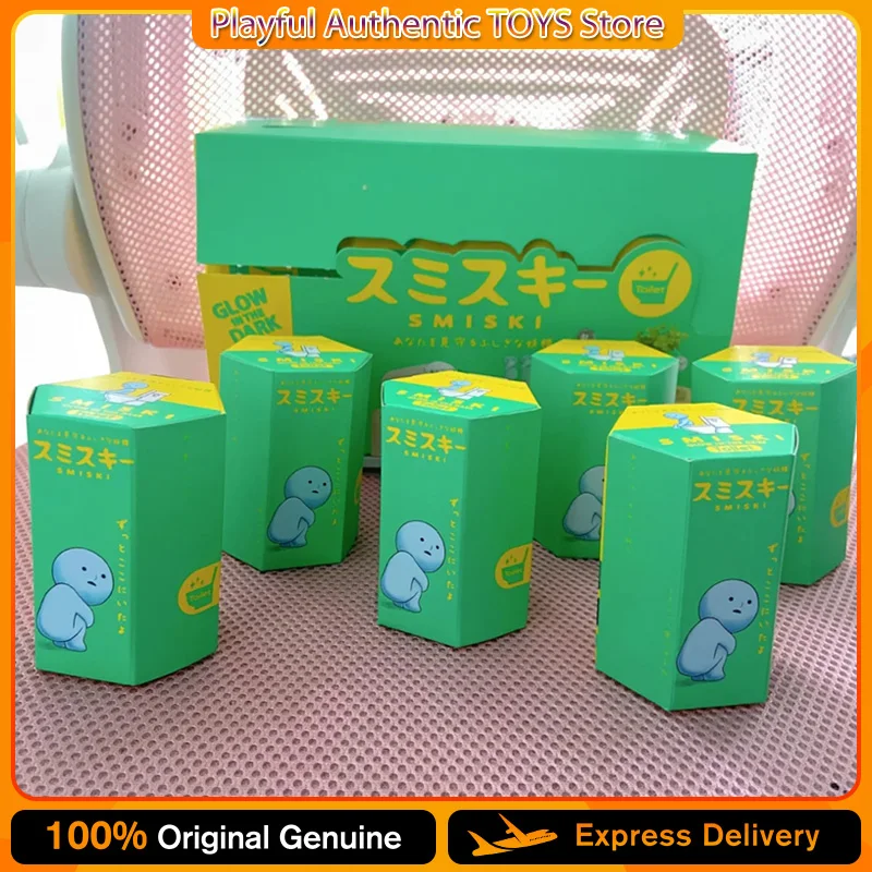 

Sonny Angel Genuine Smiski Toilet Series Mini Figure Glow in The Dark Blind Box Green Dolls Desktop Ornament Surprise Gifts Toys