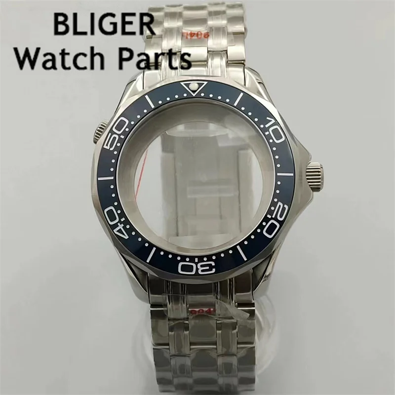 

BLIGER 41mm silver sterile watch case sapphire glass fit NH35 NH36 ETA2824 2836 Mingzhu DG2813 3804 Miyota 8205 8215 movement