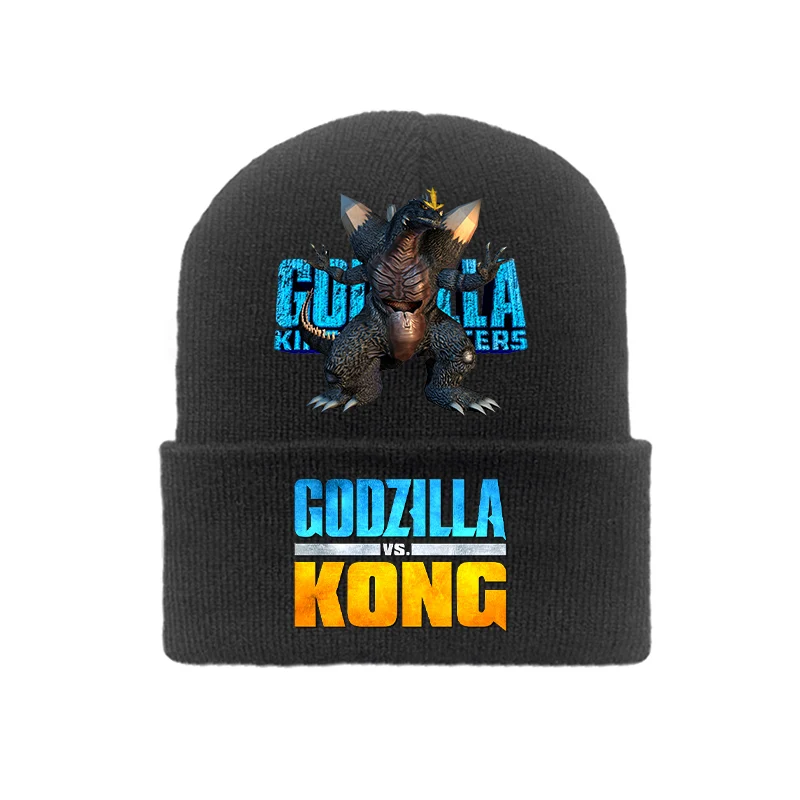 Godzilla Kong Kids Knitted Hat Movie Cartoon Boy Beanie Hat Outdoor Casual Warm Hundred Take Fashion Soft Knitted Cap Adult Gift