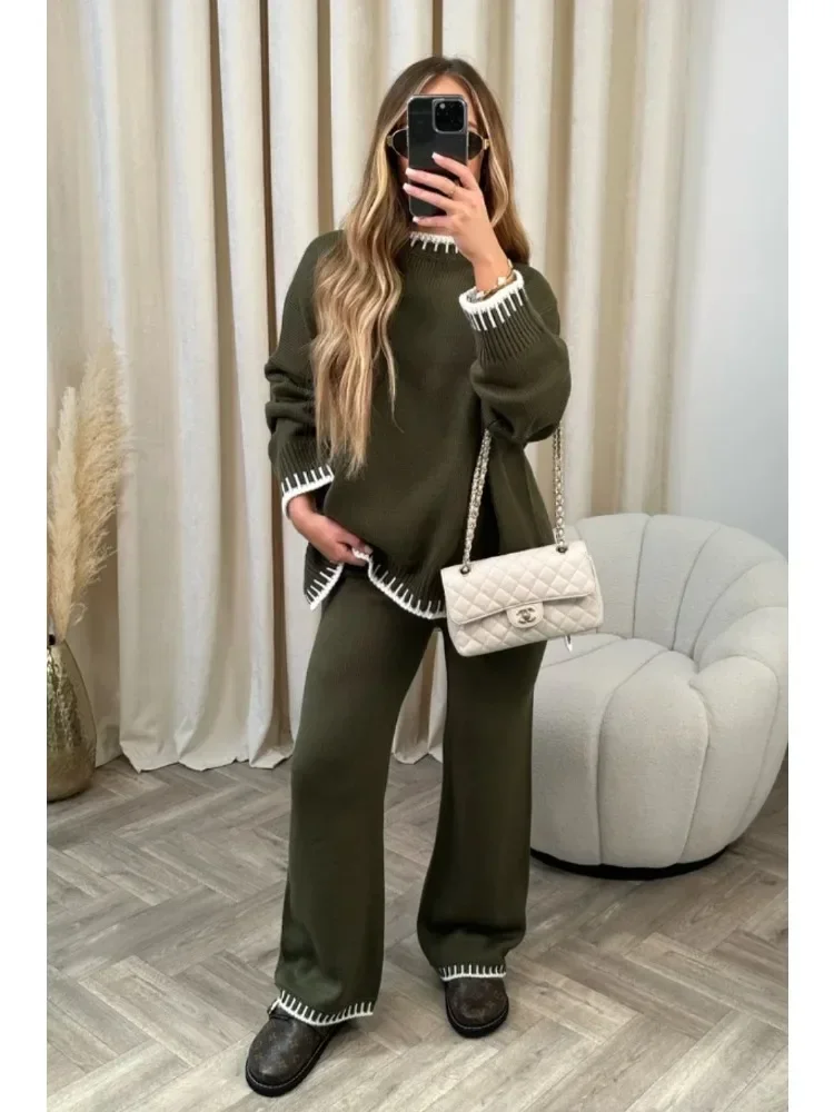 Yaminiya Women's Sweat Suit Set Tracksuit Set Woman Warm Suit for Women Fashion Woman 2024 Space Wadding Women's Knitted Suit