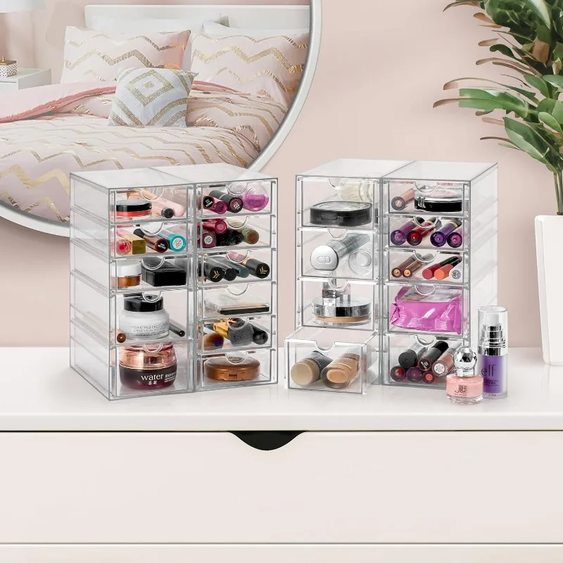 Makeup Organizer With 18 Drawers, Acrylic Drawer Organizer for Makeup, Office Organization and Storage, Art Supplies, Jewelry