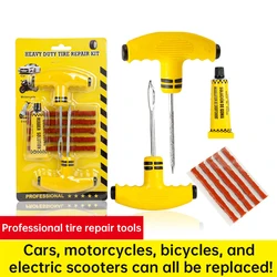 Herramienta de reparación de neumáticos de coche, Kit de reparación de neumáticos sin cámara con tiras de goma, herramienta de ocultamiento, tapón de perforación, herramientas de garaje para motocicletas y camiones