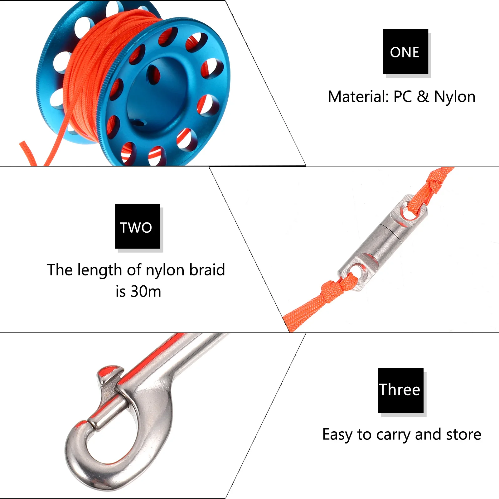 

1 set Aluminum Alloy Line Reel For Scuba Diving Lightweight Durable Underwater Tool Snap Clip Included Outdoor Water Sports