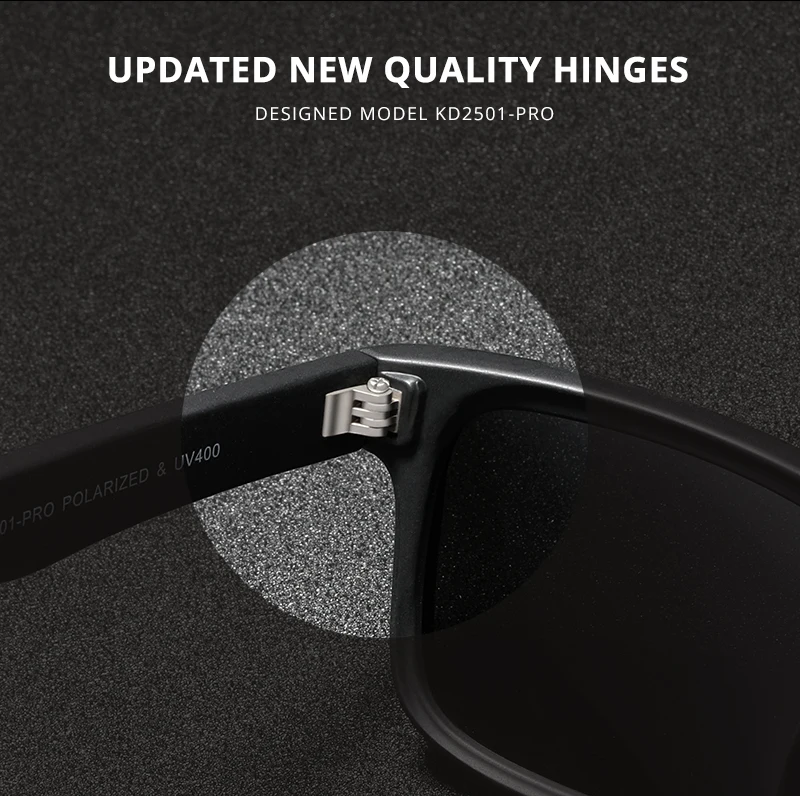 KDEAM Polarisierte Quadratische Sonnenbrille für Herren, Anglerbrille mit 5-Tank-Metallscharnieren – Detail 3