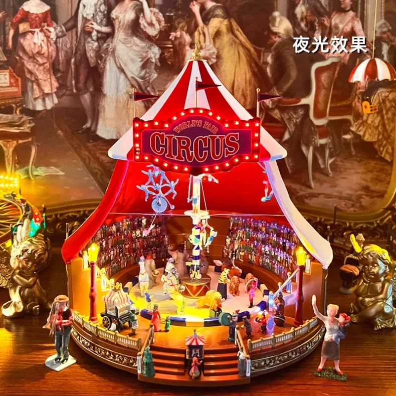 New Circus Amusement Park Handmade Music Box, Rotating Speed Car