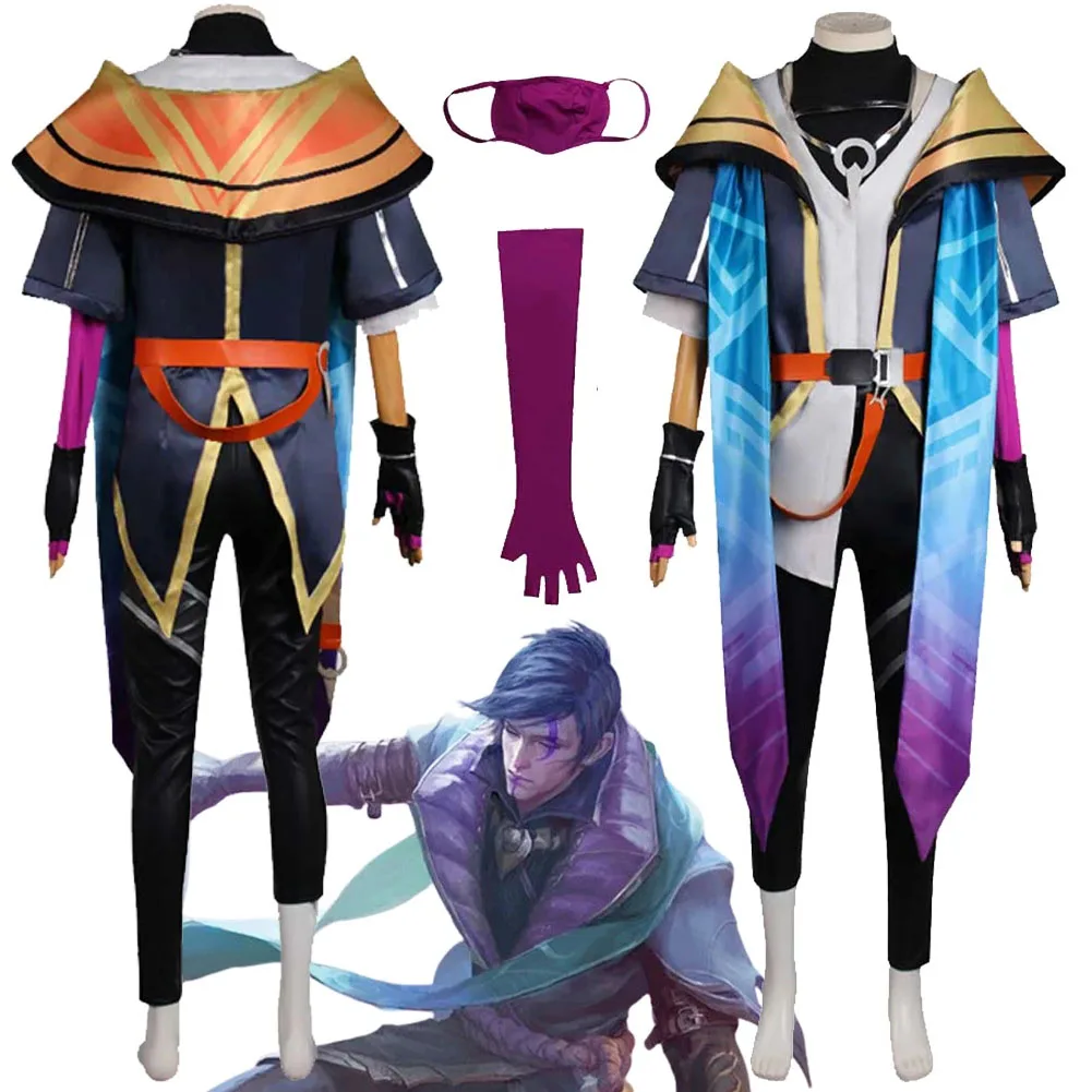 Männer cosplay herz stahl aphelios kostüm fantasie outfits spiel lol herz stahl aphelios verkleidung kostüm erwachsener männlicher halloween anzug