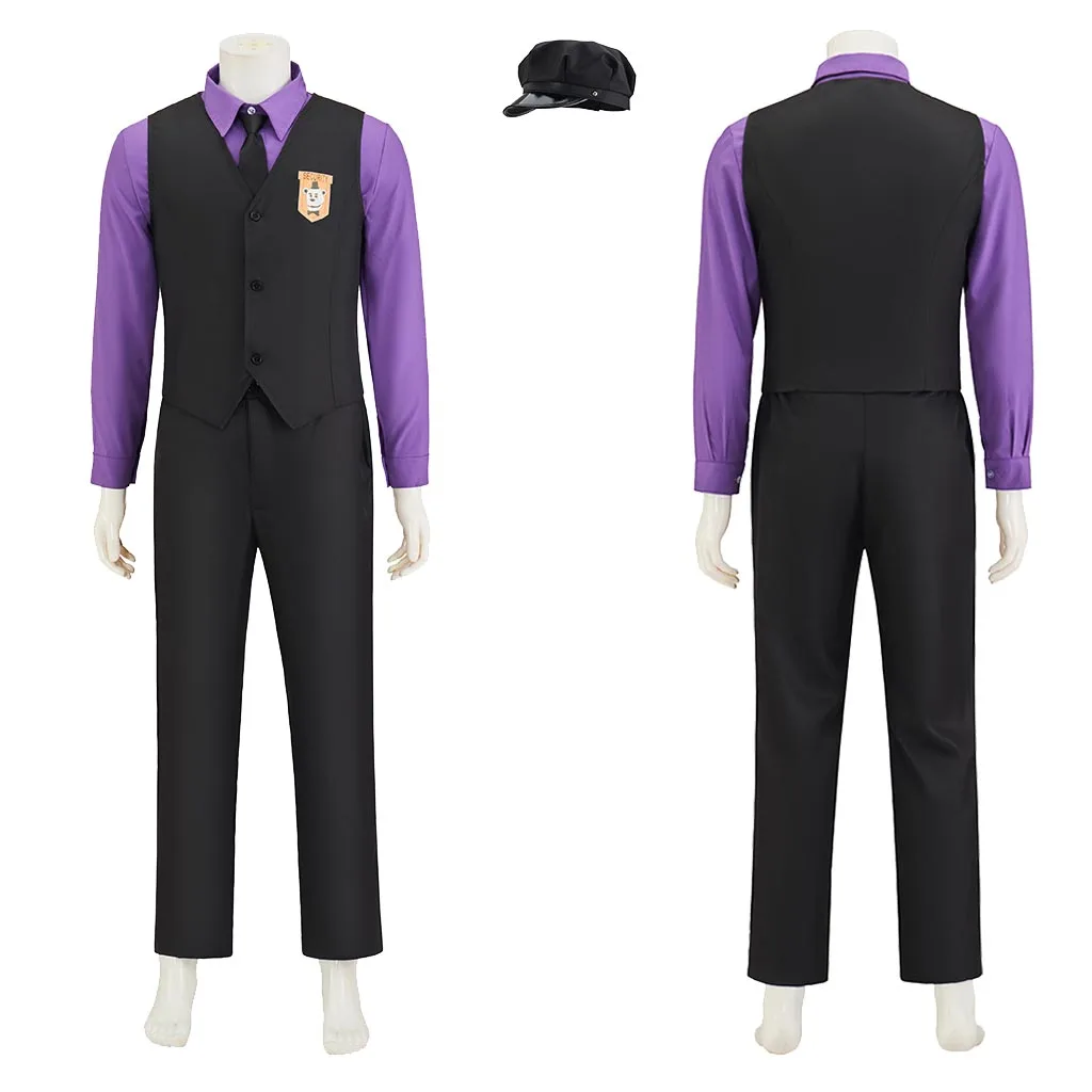 Spiel Lila Kerl William Afton Cosplay Kostüm Uniform Mit Hut Set Erwachsene Männer Halloween Anime Kostüm Outfits