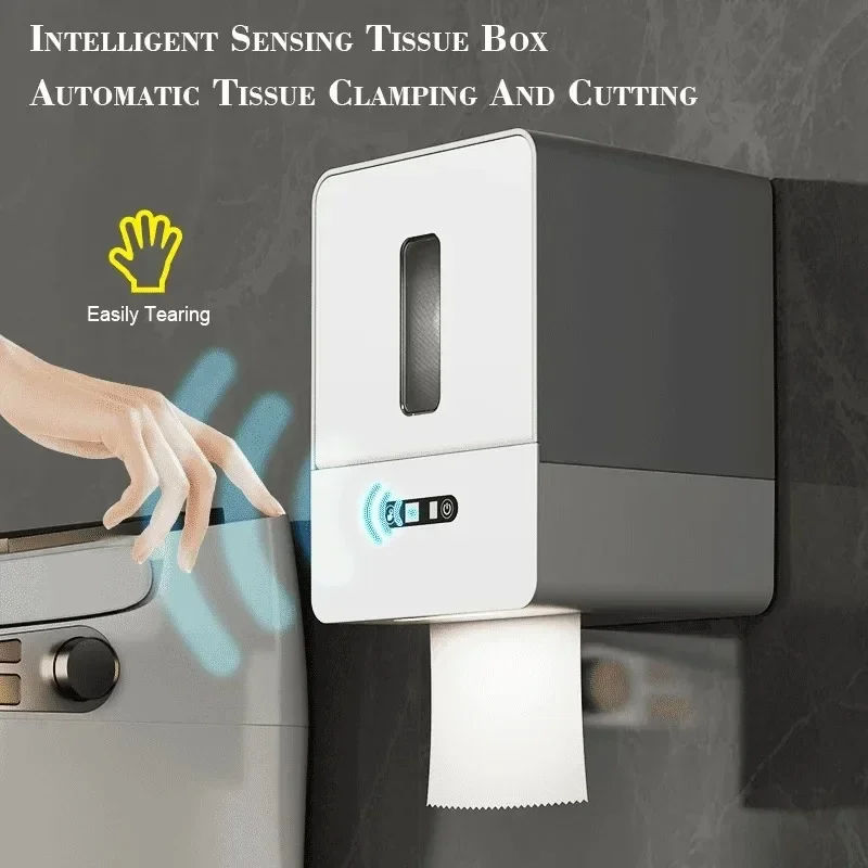 Induction Toilet Paper Holder Automatic Tissue Box Wall Mounted Paper Dispenser Roll Up Toilet Paper Box Bathroom Accessories