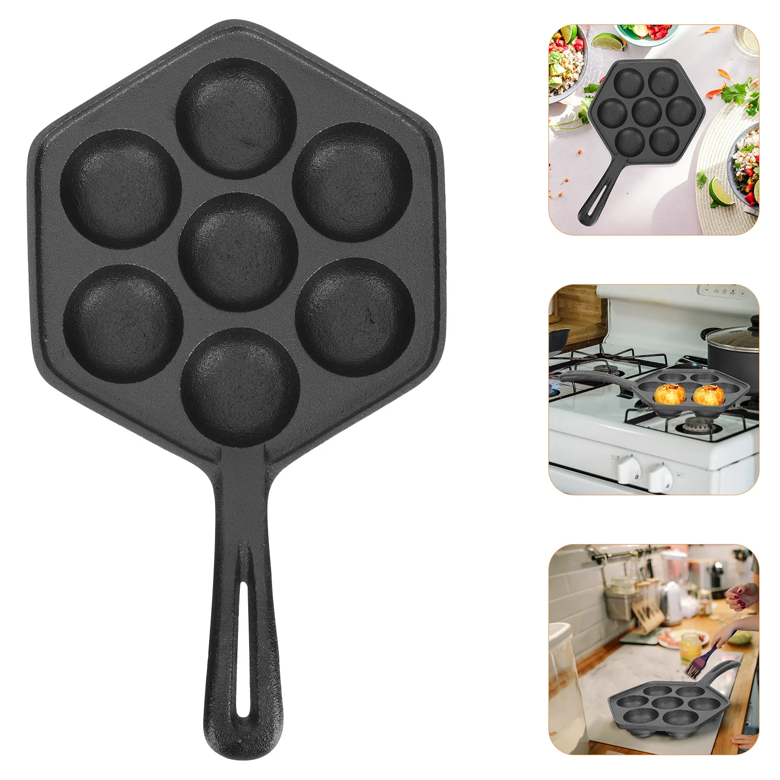 

Non-Stick Baking Tray Cast Mold Kitchen Griddles for BBQ Home Use Heat Insulated Handle Pan