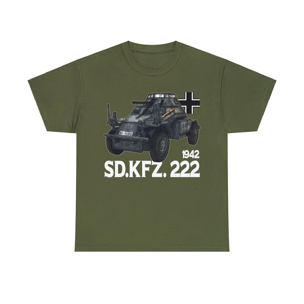 WWII German Sd.kfz 222 Armored Car T-Shirt 100% Cotton O-Neck Short Sleeve Summer Casual Mens T-shirt Size S-3XL