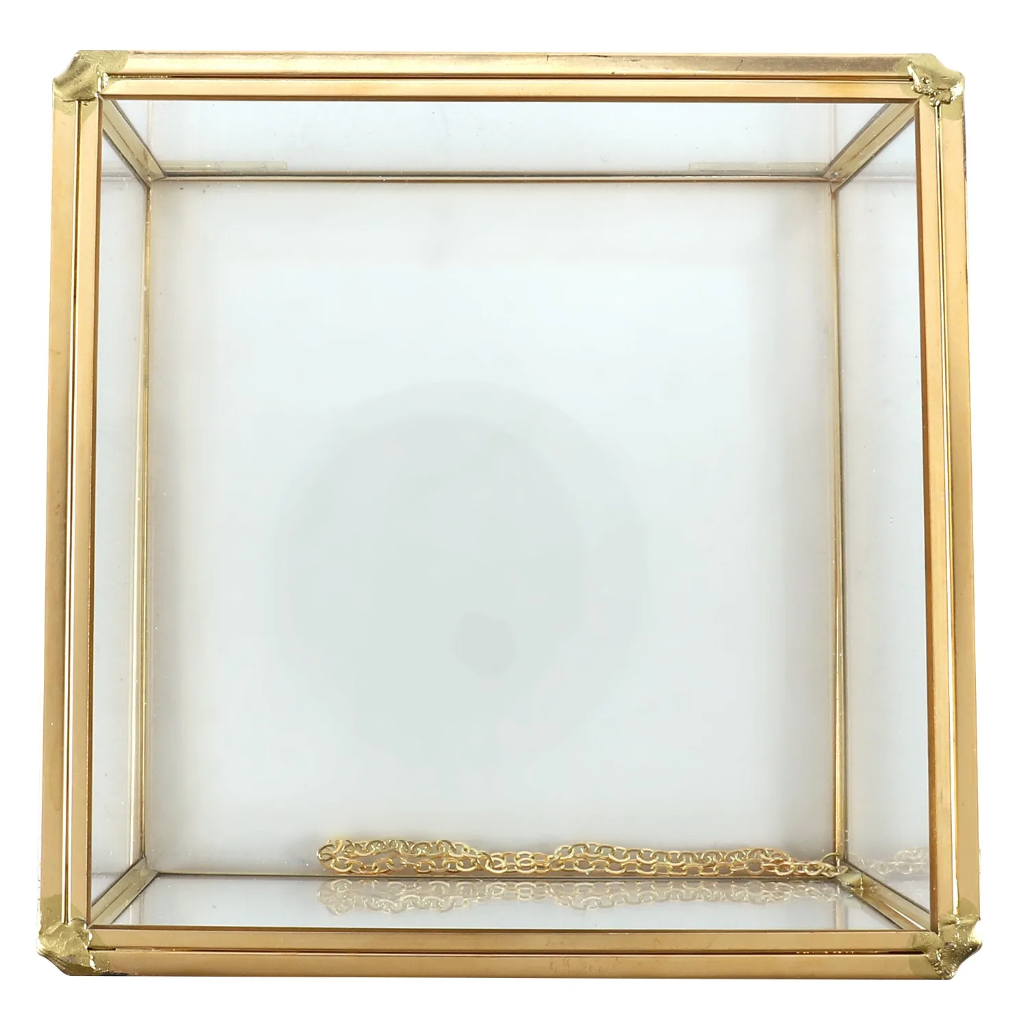 Square Opening Glass Geometry Garden Jewelry Boxs Mirror Jewelry Storage Box Eternal Flower Decoration Box Crafts