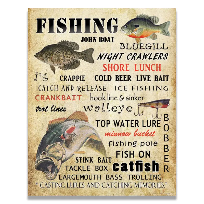 Vintage Fishing Lures Bass Crappie Fish Cabin Art Picture For Living Room Bedroom Decoration Posters Prints