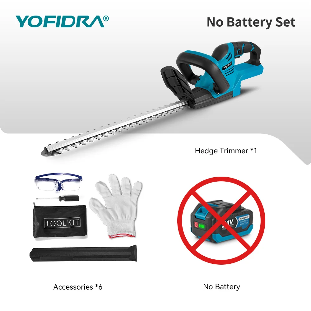 YOFIDRA 2000W Elektrische Heggenschaar 15000RPM Grasmaaier Tuin Landschapsarchitectuur Heggenschaar Trimmer Tool Voor Makita 21V Batterij Pin