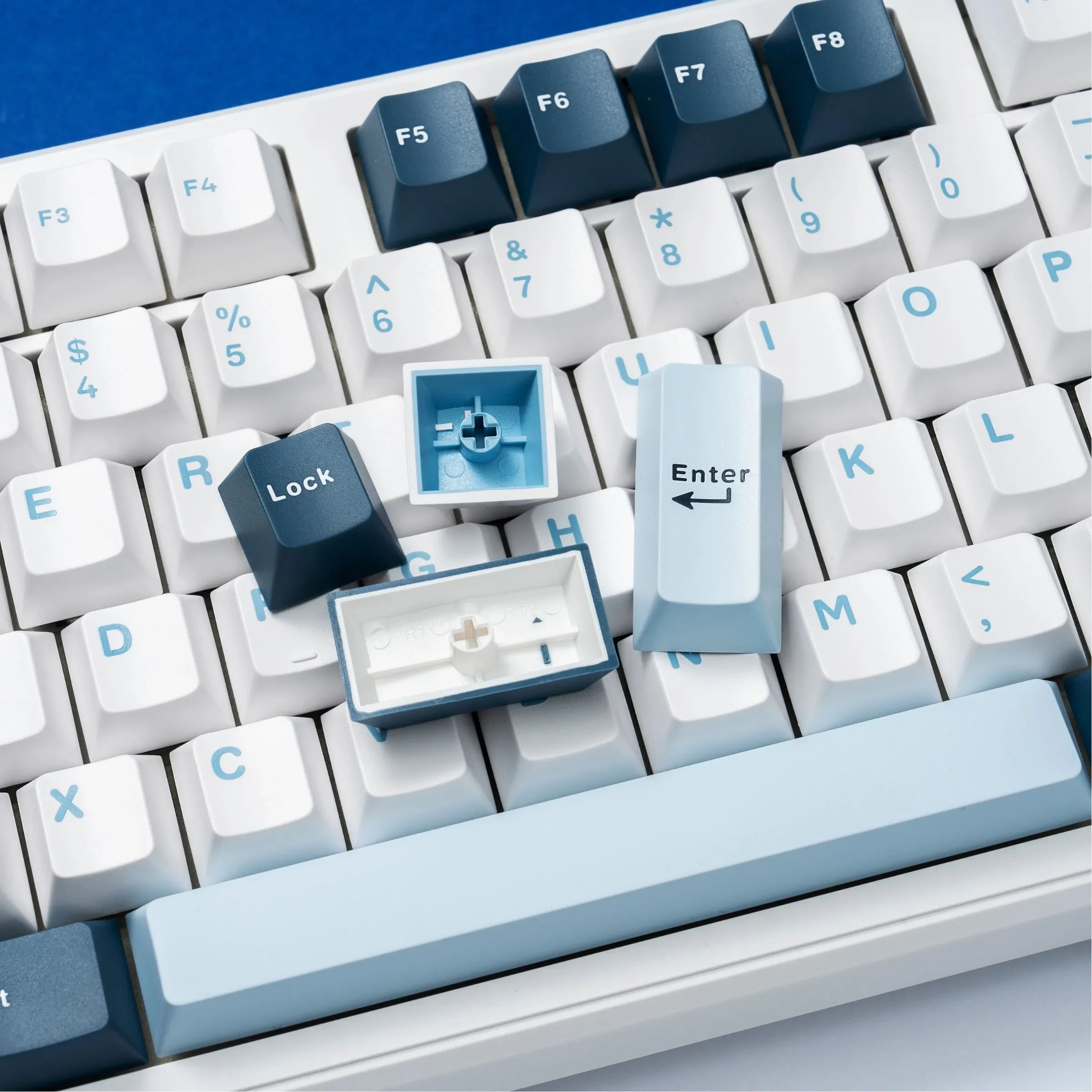 138 Keys Double Shot PBT Keycaps Cherry Profile Remote Mountain Blue Keycaps for Gateron MX Switches Mechanical Gamer Keyboard