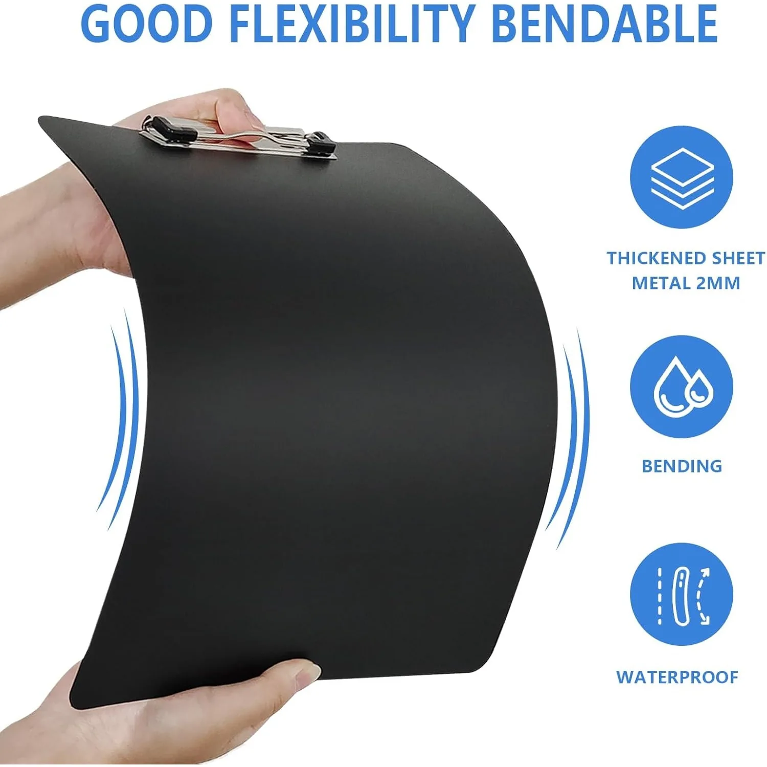 

6-Pack A4 Clipboards | Black Writing Boards with Metal Clips, Binder Rings for Notes, Forms, Documents, and Drawings