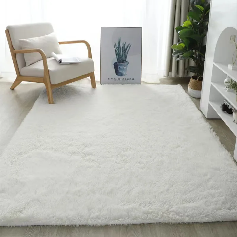 VIKAMA White Silk Wool Rug Pad Bedroom Living Room Children\'s Room Home Decor Soft and Fluffy Machine Washable Anti-slip