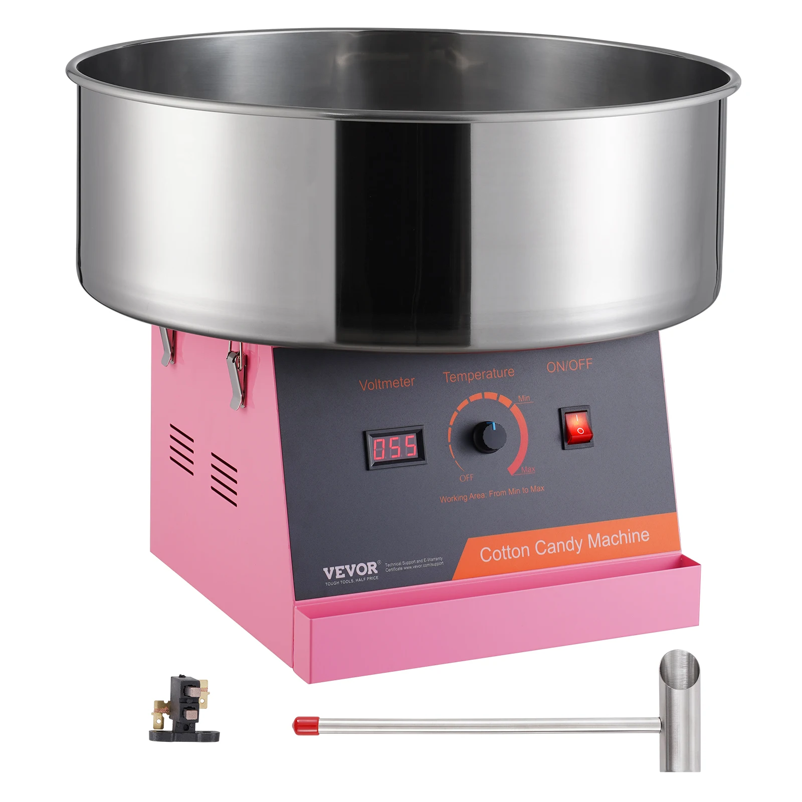 VEVOR Electric Cotton Candy Machine, 1000W Candy Floss Maker, Commercial Cotton Candy Machine w/Stainless Steel Bowl,Sugar Scoop