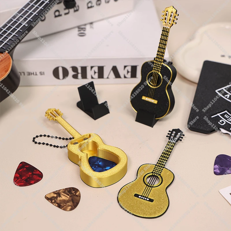 Guitar-shaped Portable Guitar Pick Box Waterproof Lovely Guitar Picks Case