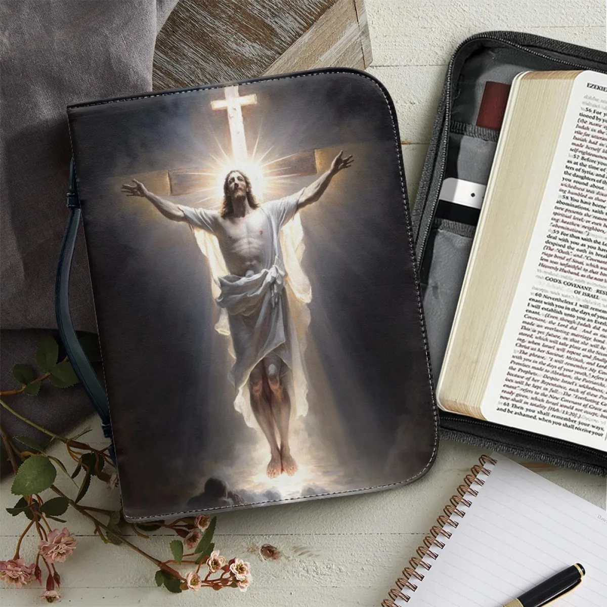 

Women's Bible Bag Jesus Graphic Print Handbags for Ladies Christianity Portable Study Book Holy Storage Boxes