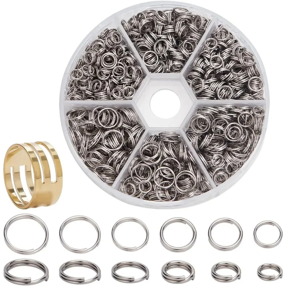

1120 Pcs 4 Sizes 304 Stainless Steel Split Rings 5/6/7/8mm Double Loop Jump Ring Key Ring for Jewelry Making making kit