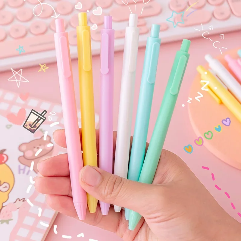 

50PCS Innovative Solid Color Small Fresh Gel Pen Student Stationery Gift Press Water Pen Macaron Color System Office Accessories