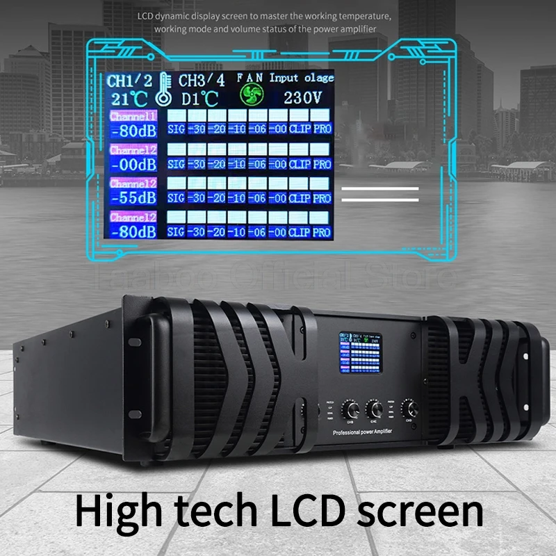 2 Channel Audio Power Amplifier HIFI 1600W*2 4 Channel 2000W*4 Post Stage Digital Amplifier for Home Party/Ktv/Stage Performance