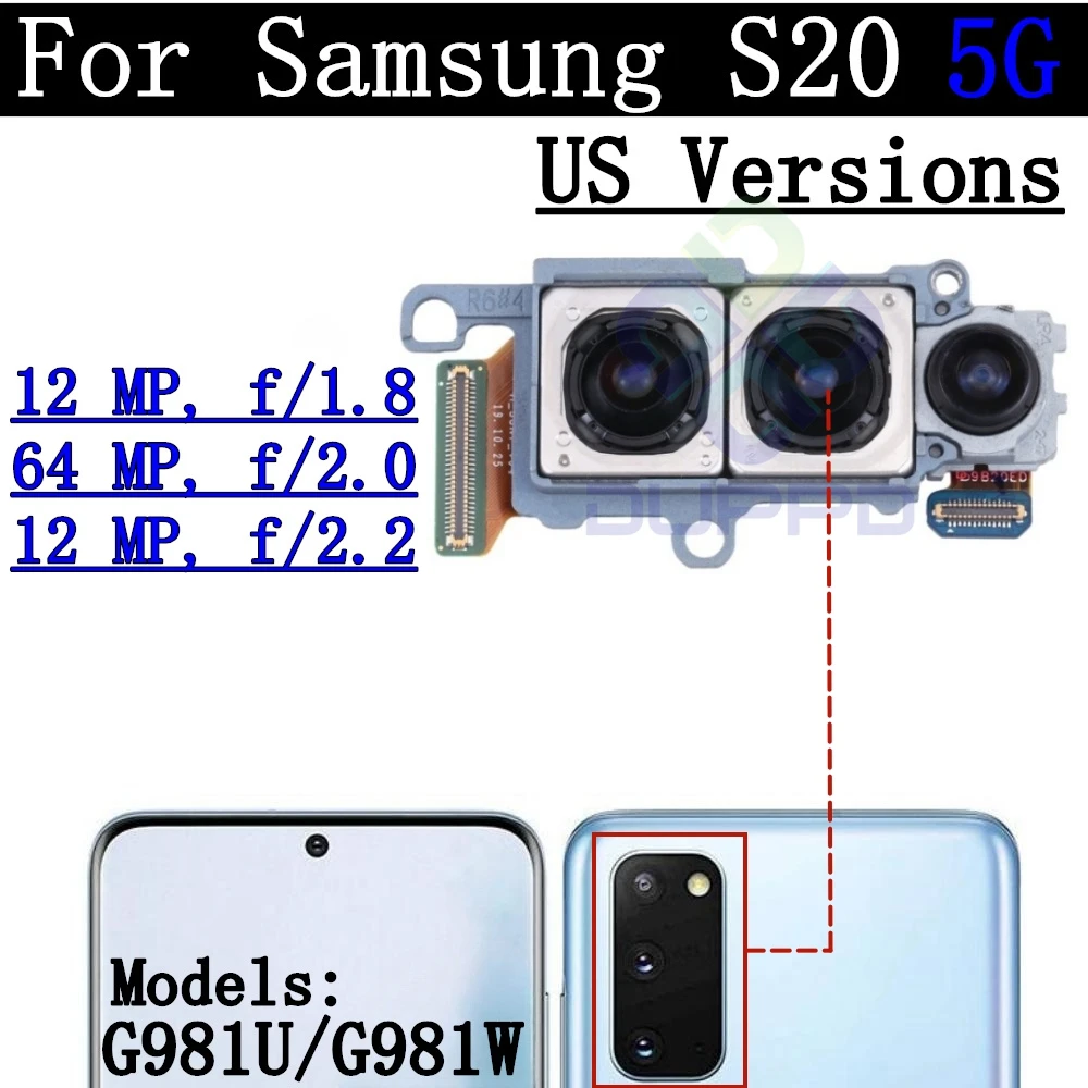 Back Camera Cover Lens For Samsung Galaxy S20 5G G980 G981 Ultrawide + Wide + Main Front Rear Camera Module Flex Parts