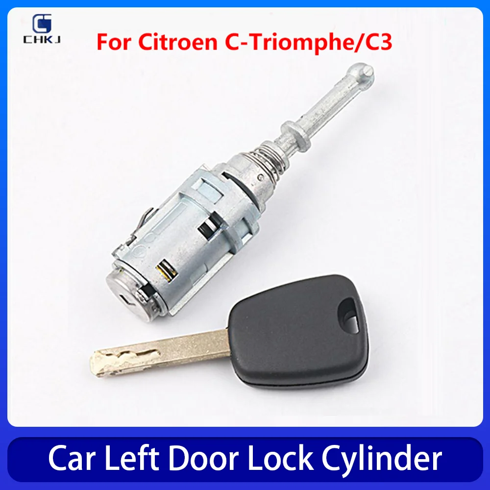 CHKJ High Quality Car Left Door Lock Cylinder Key Locks For Citroen C-Triomphe/C3 Wheels With 1 Key Accessories Locksmith Tool