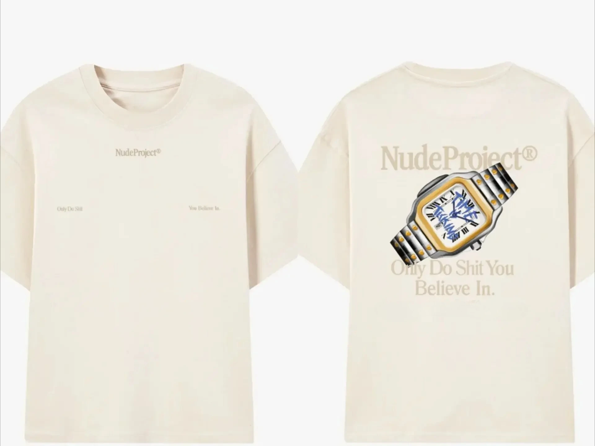 

Spanish Niche Brand Summer Fashion Printing Nude Men's and Women's Vacation Street Short Sleeve T-Shirt Pure Cotton