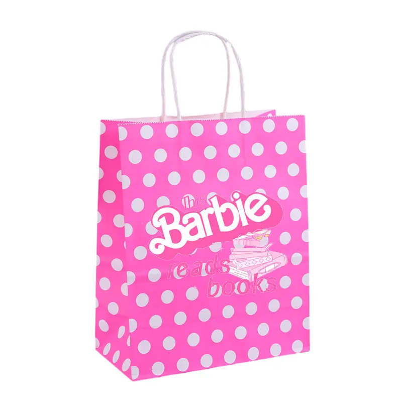 Cartoon Barbie Fashion Printed Kraft Paper Handbag Portable Takeaway Baking Packaging Bag Exquisite Gift Jewelry Packaging Bag