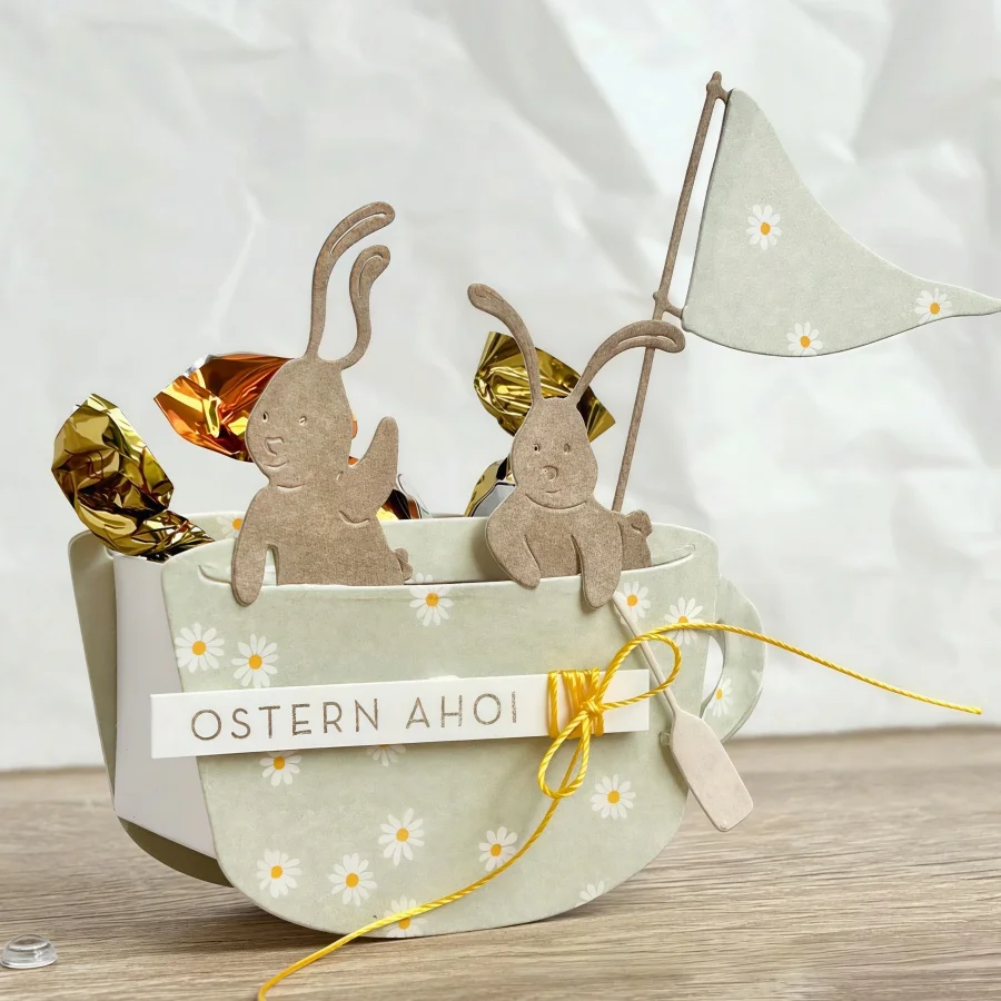 Ostern Ahoi Kaninchen Metall-Stanzformen Scrapbook Papier Bastelset Messerform Schablonen Prägung Handwerk Dekoration