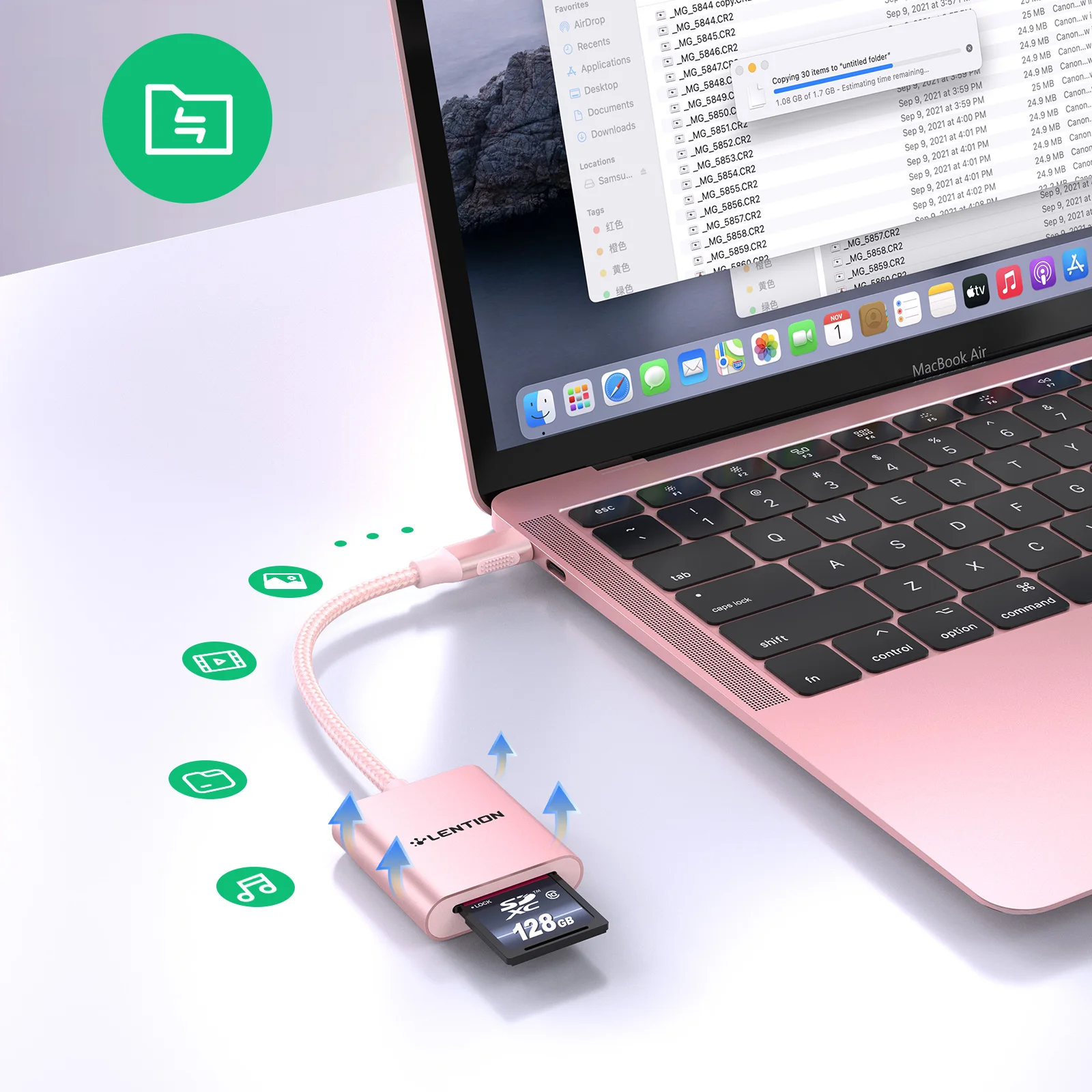 

Устройство для чтения карт памяти LENTION USB C, Type C на SD/Micro, кардридер SD 3,0 Для MacBook Pro 13/15/16, New Mac Air/iPad Surface