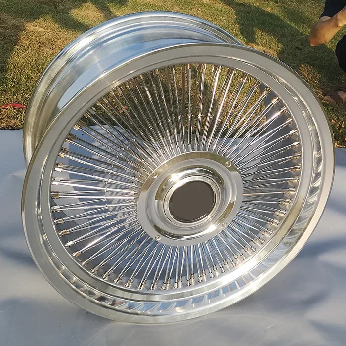 Carro de aço inoxidável vintage rodas jantes, barato 150 falou, fio retro Chrome rodas para venda, 18 20 22 24 26 Polegada