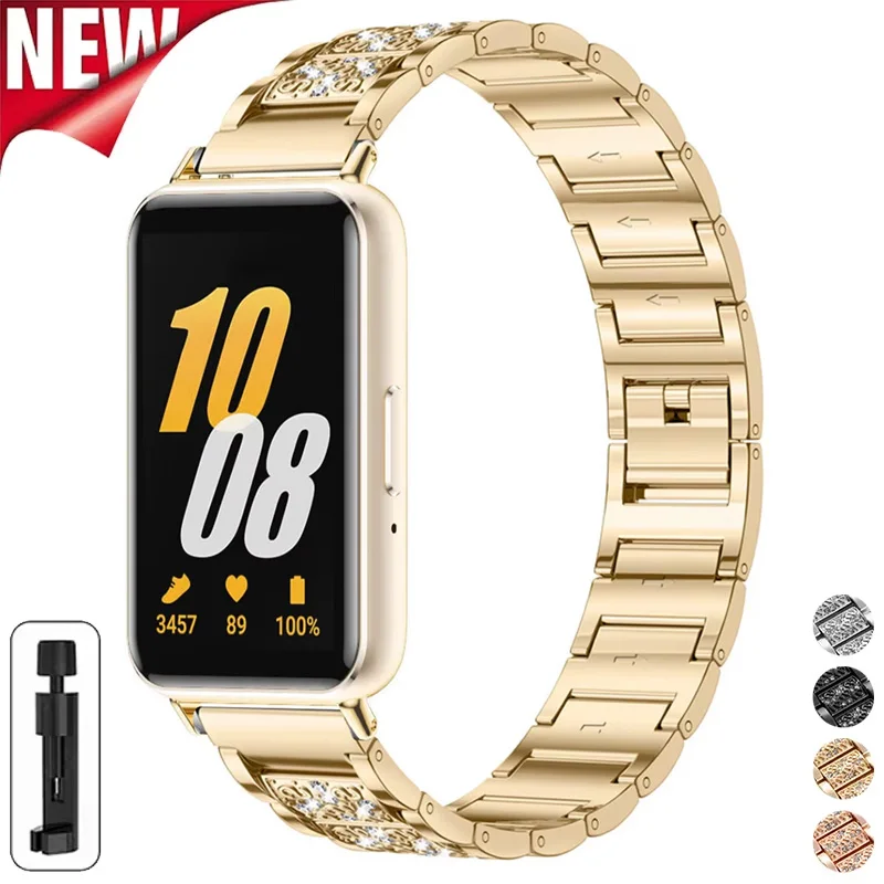 Neues Damen-Diamantarmband für Samsung Galaxy Watch Fit 3 Metall-Edelstahl-Armband Galaxy Watch Fit 3 Ersatz-Armband