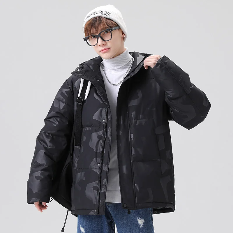 New 2024 Winter Men\'s Warm Hooded Duck Down Jackets Outdoor Windproof Loose Thicken Puffer Coats Streetwear Tops Parkas Clothing