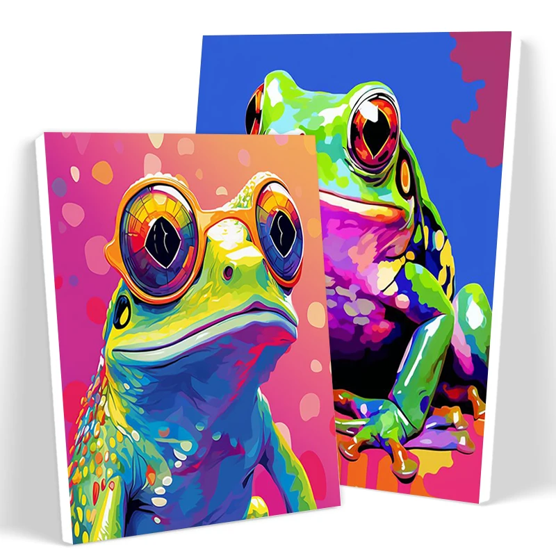 

SDOYUNO Coloring By Numbers Painting On Canvas Animals Frog Watercolor Picture Frame Handwork Color Markers Home Decor