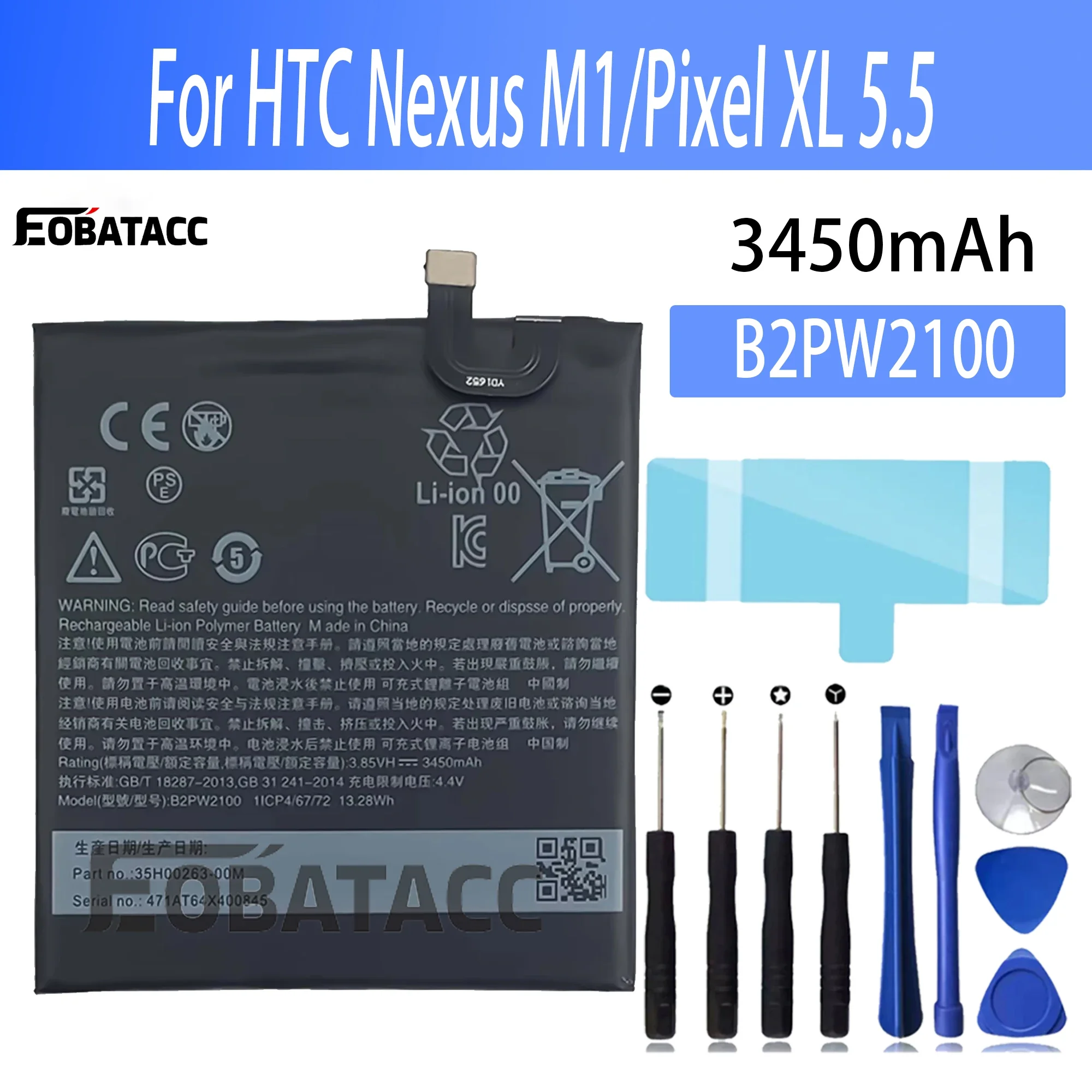 100% New Original Battery B2PW4100 For  HTC Google Pixel 5.0/Nexus S1/Pixel 1 Battery + Free Tools