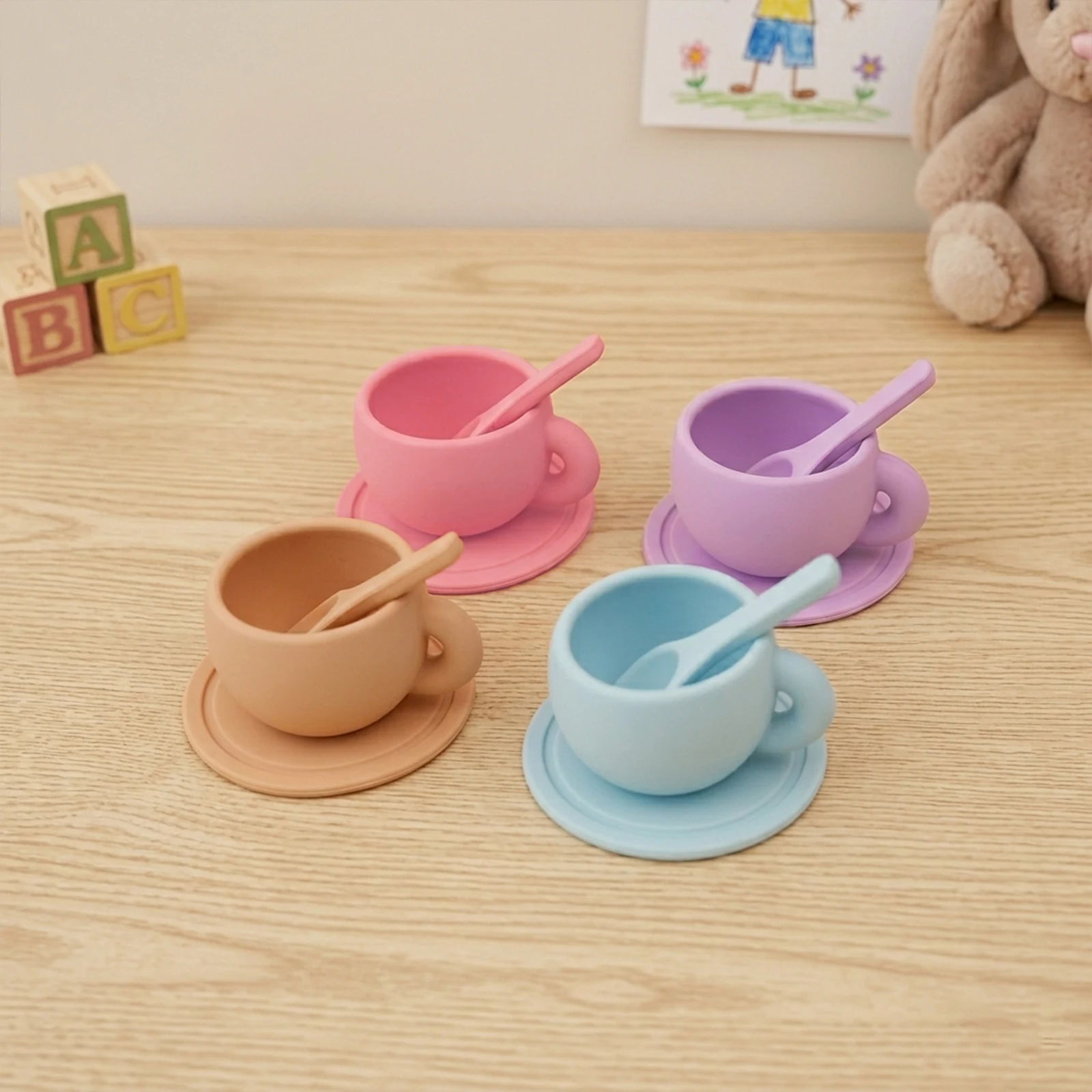 Set da Tè in Silicone per Bambini, Set per Feste del Tè per Bambine, Giocattoli da Cucina per Giochi di Ruolo, Regali di Compleanno per Bambine