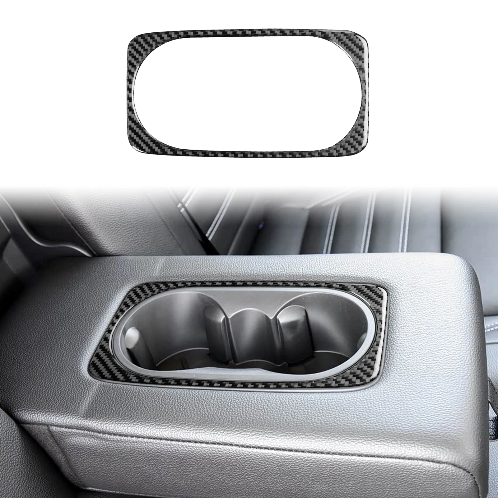 For Ford Kuga C520 2017 2018 2019 2020 Carbon Fiber Rear Center Armrest Cup Holder Panel Frame Car Interior Accessories Sticker 4