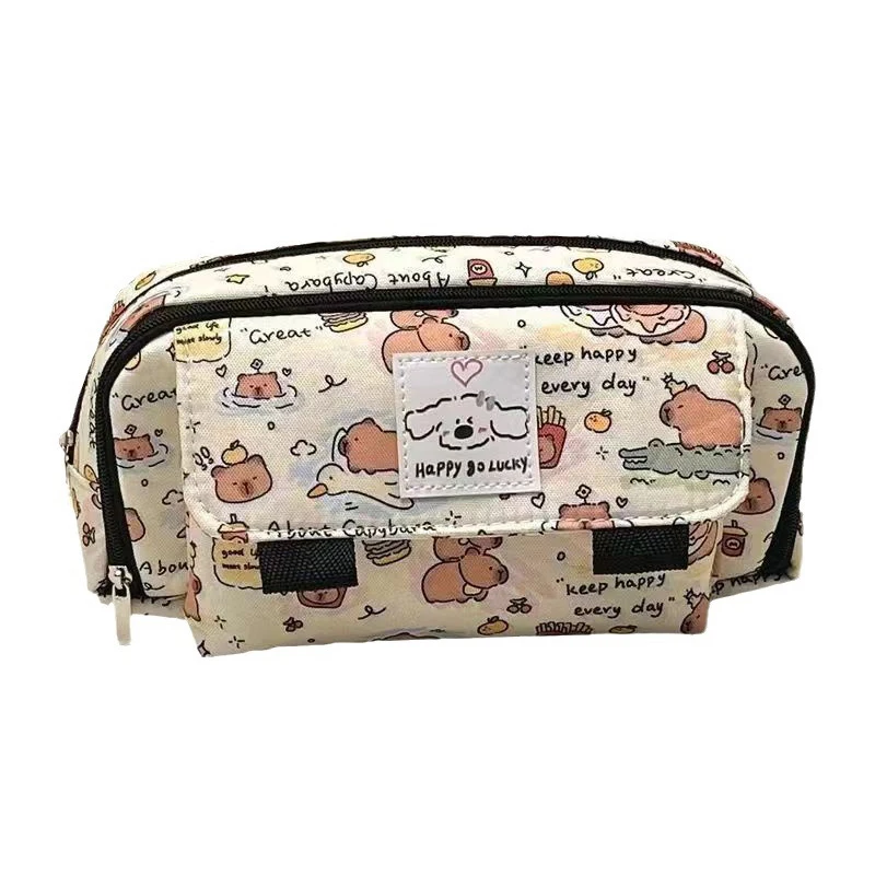 Draagbare Flip Etuis Leuke Capybara Potlood Pouch Studenten Pen Opbergtas Cosmetische Zakken Portemonnee School Tafelbenodigdheden